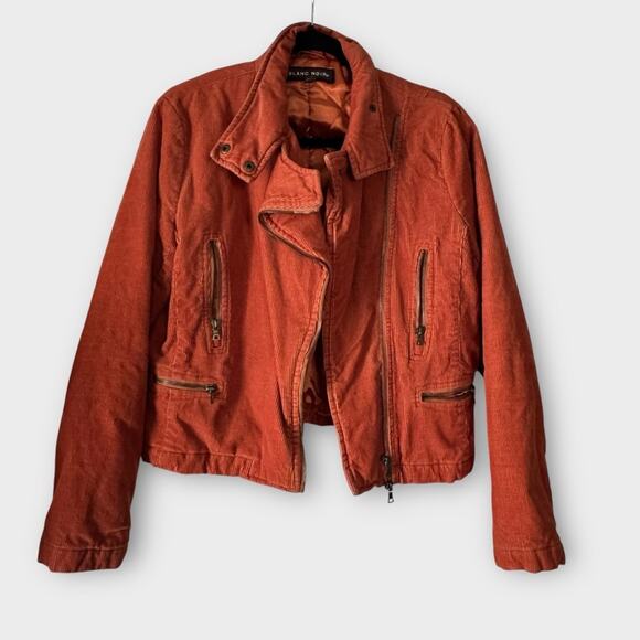 Blanc Noir rust orange corduroy moto jacket, size XL - Picture 2 of 10
